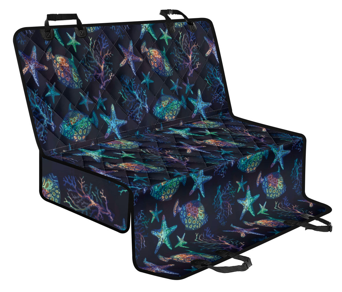 Starfish Pattern Print Design 01 Rear Dog Car Seat Cover Hammock