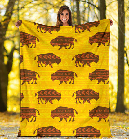 Bison Native Pattern Print Design 01 Premium Blanket
