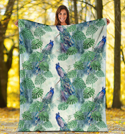 Peacock Pattern Print Design A02 Premium Blanket