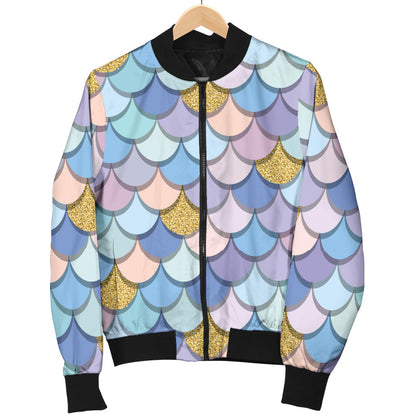 Mermaid Scales Pattern Print Design 05 Men Bomber Jacket