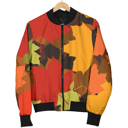 Maple Leaf Pattern Print Design 05 Men Bomber Jacket