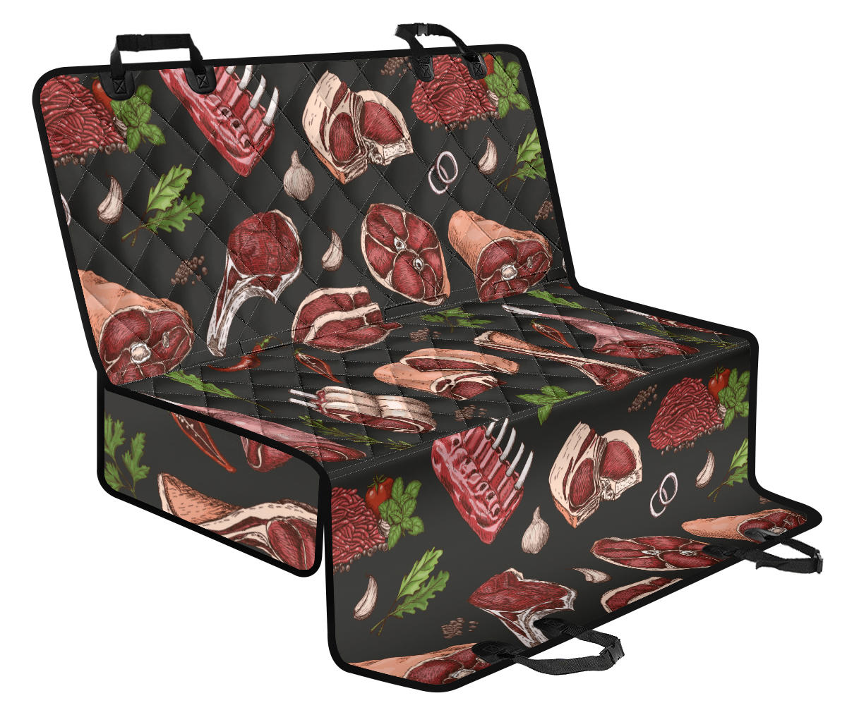 Meat Pattern Print Design 02 Rear Dog Car Seat Cover Hammock
