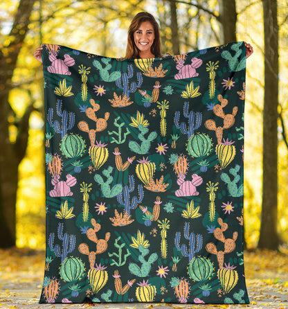 Cactus Pattern Print Design 05 Premium Blanket