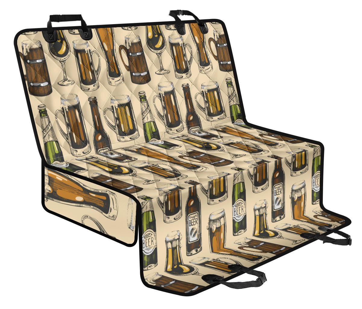 Beer Pattern Print Design 04 Rear Dog Car Seat Cover Hammock
