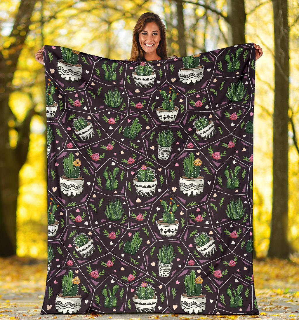 Cactus Pattern Print Design 03 Premium Blanket