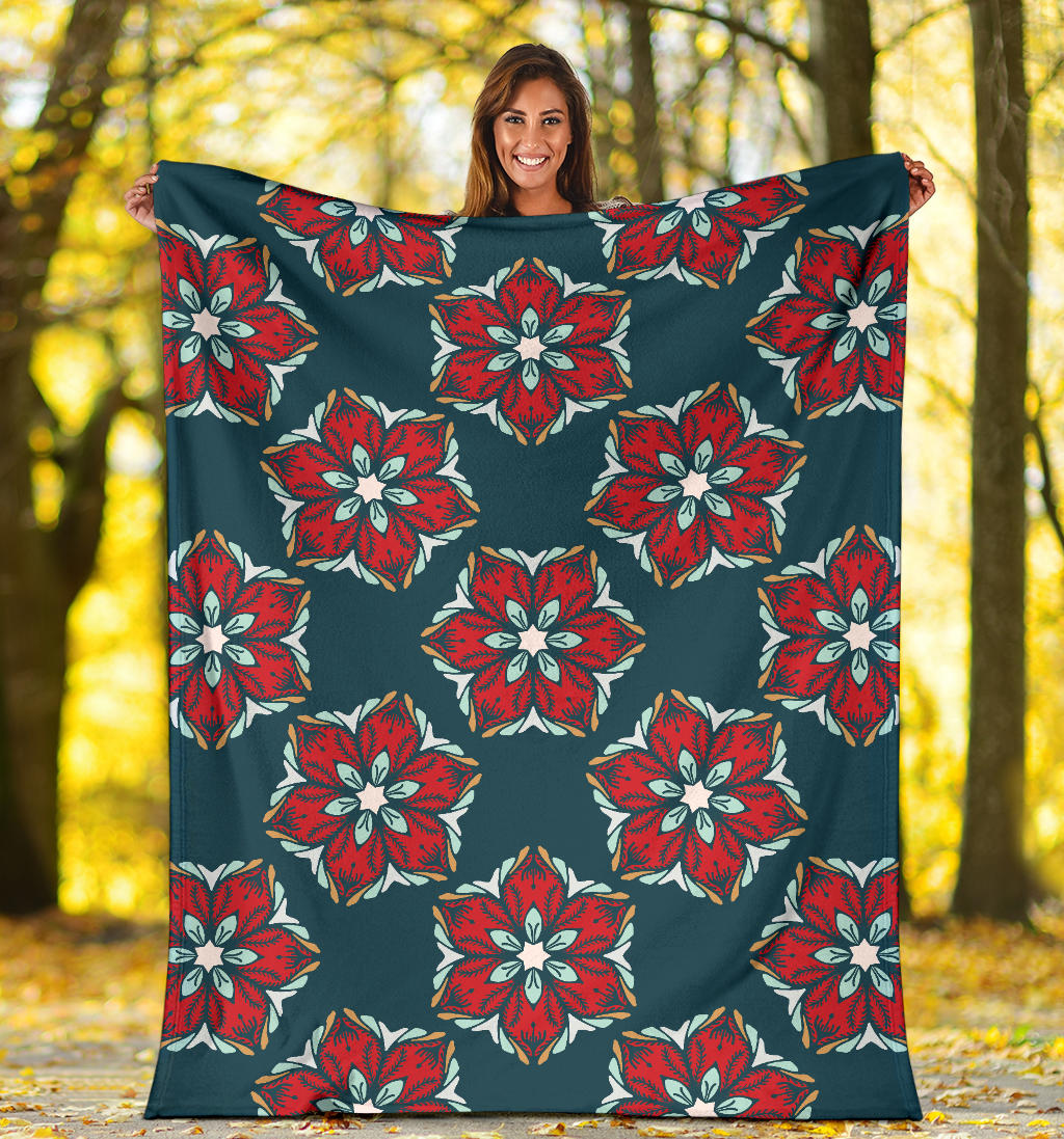 Poinsettia Pattern Print Design A03 Premium Blanket