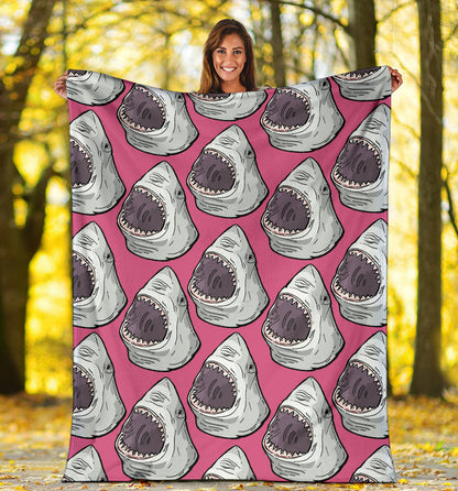 Great White Shark Pattern Print Design 01 Premium Blanket