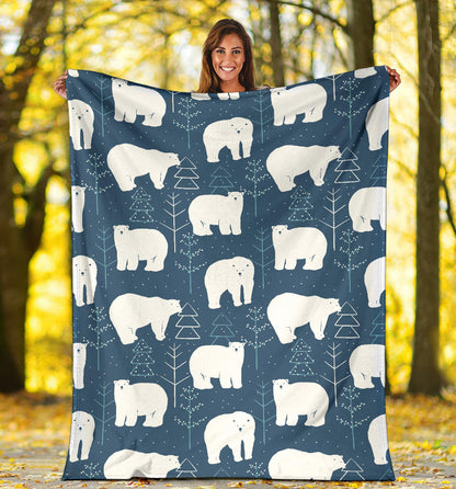 Polar Bear Pattern Print Design A01 Premium Blanket