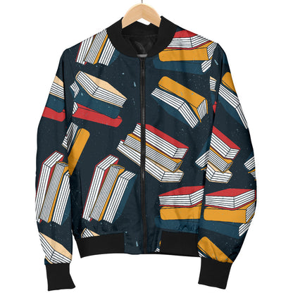 Book Pattern Print Design 07 Men Bomber Jacket