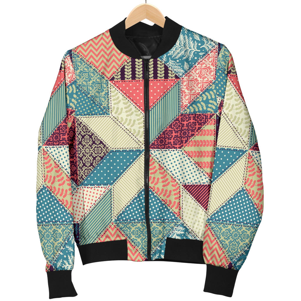 Patchwork Pattern Print Design 02 Men Bomber Jacket