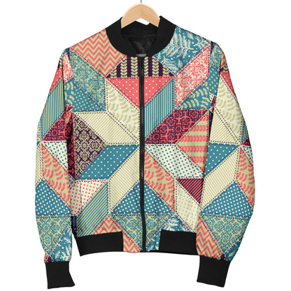 Patchwork Pattern Print Design 02 Men Bomber Jacket