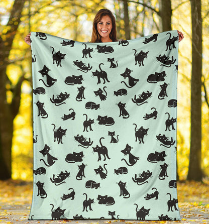 Black Cat Pattern Print Design 04 Premium Blanket