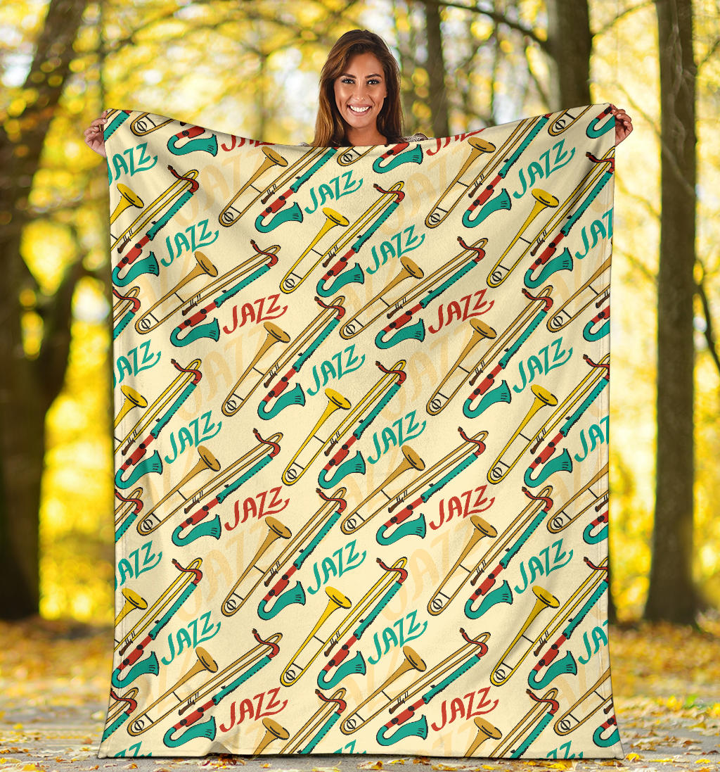 Trombone Pattern Print Design 03 Premium Blanket