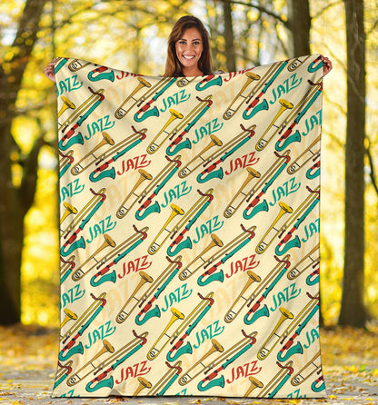 Trombone Pattern Print Design 03 Premium Blanket