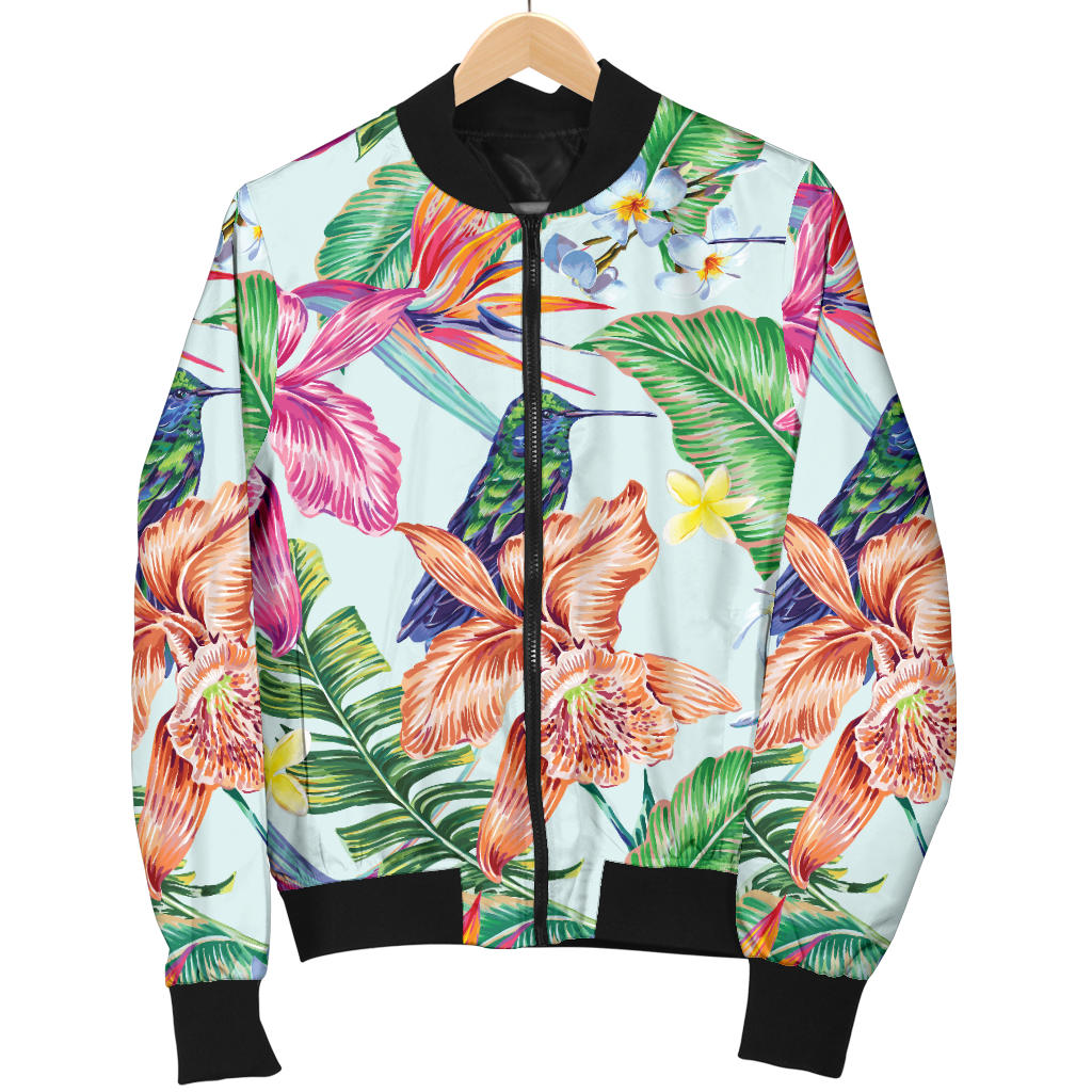 Hummingbird Tropical Pattern Print Design 05 Men Bomber Jacket