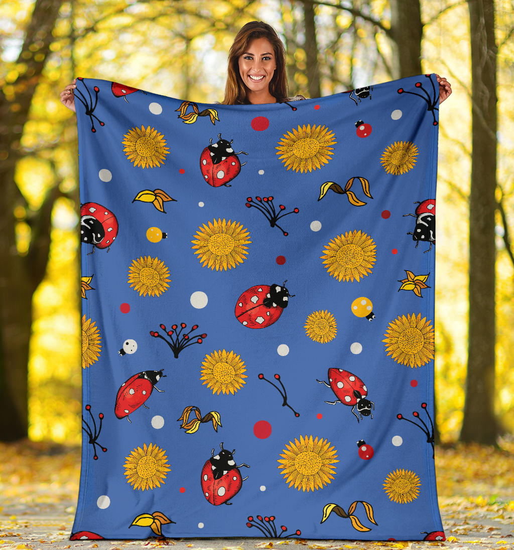 Ladybug Pattern Print Design 05 Premium Blanket
