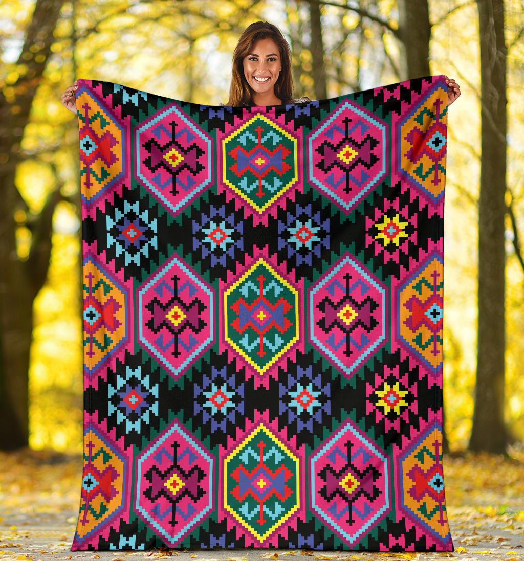 Mexican Pattern Print Design 02 Premium Blanket