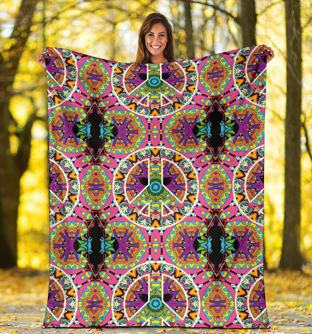 Peace Sign Pattern Print Design A03 Premium Blanket