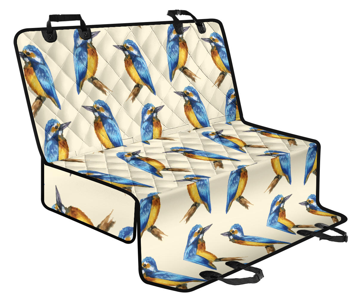 Kingfisher Pattern Print Design 01 Rear Dog Car Seat Cover Hammock