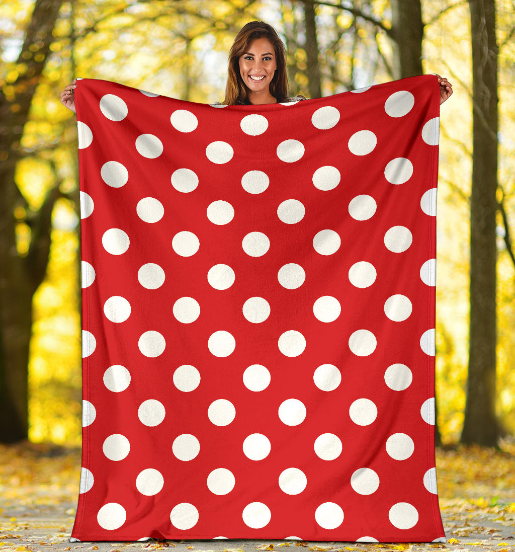 Polka Dot Red Pattern Print Design 04 Premium Blanket