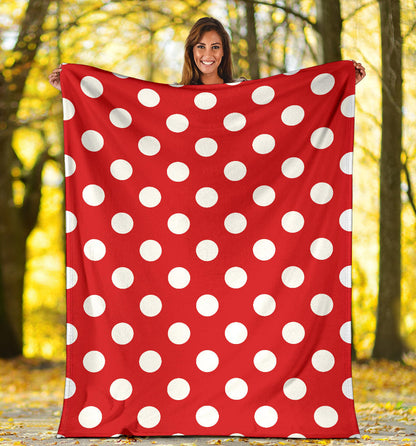 Polka Dot Red Pattern Print Design 04 Premium Blanket