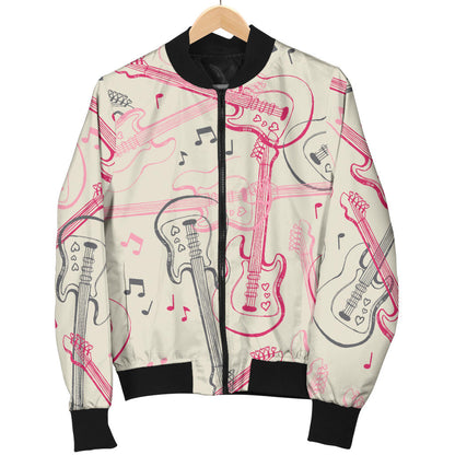 Bass Guitar Pattern Print Design 02 Men Bomber Jacket