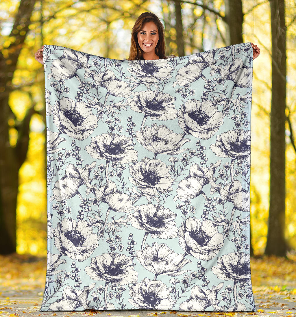 Anemone Pattern Print Design 02 Premium Blanket