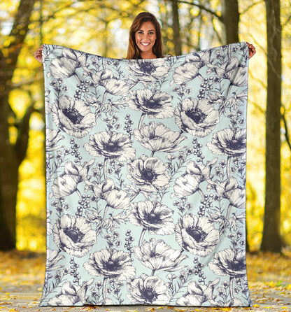 Anemone Pattern Print Design 02 Premium Blanket