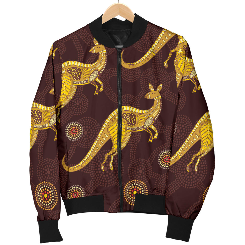 Kangaroos Aboriginal Pattern Print Design 08 Men Bomber Jacket