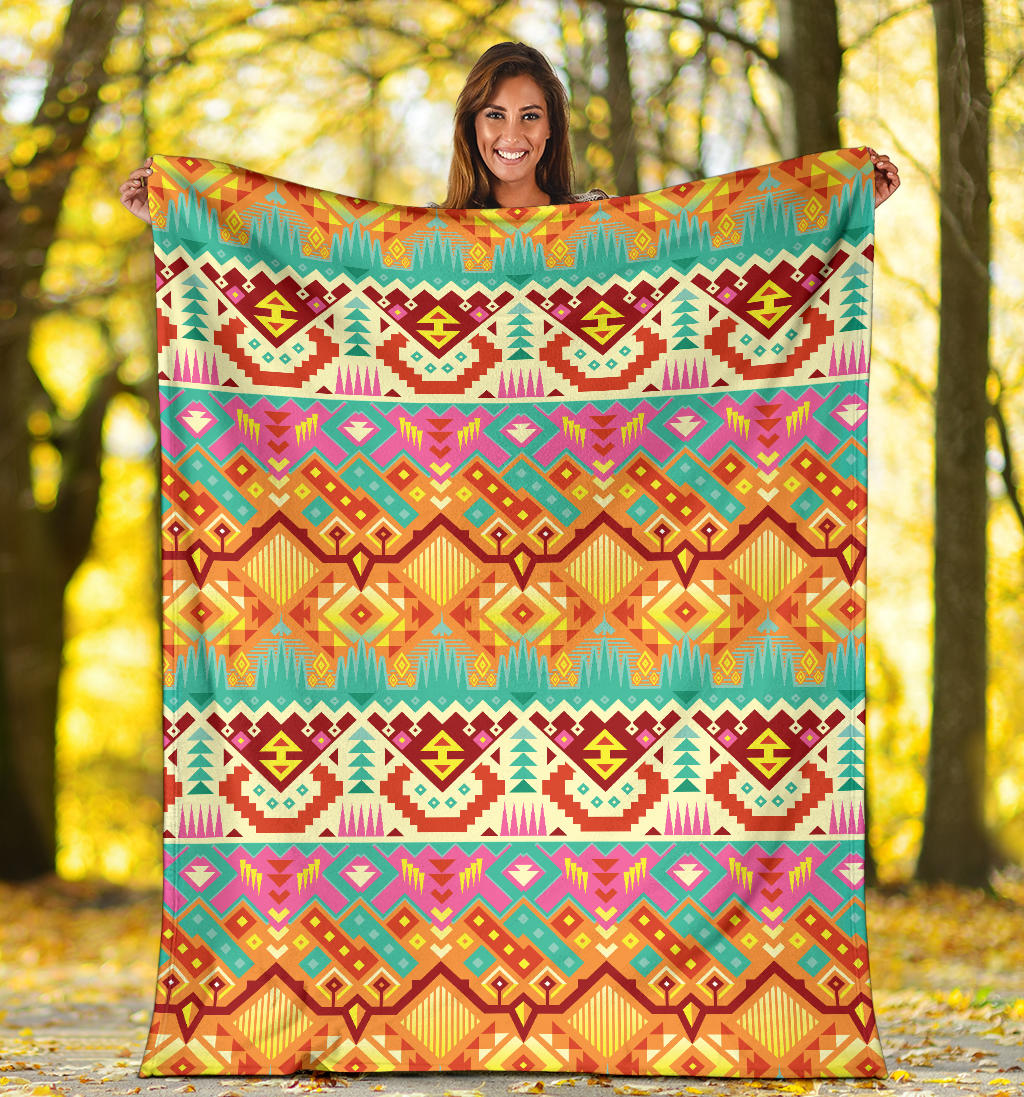 Aztec Pattern Print Design 03 Premium Blanket