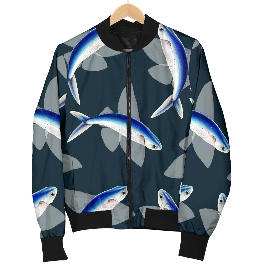 Flying Fish Pattern Print Design 04 Men Bomber Jacket