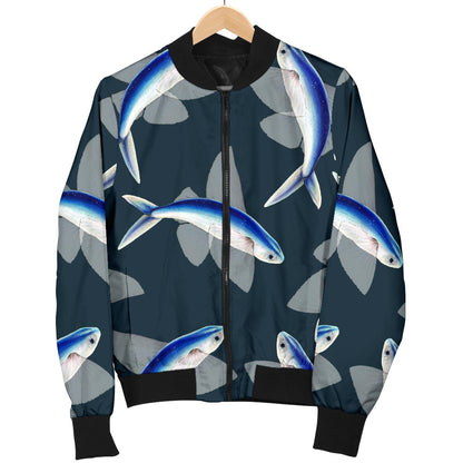 Flying Fish Pattern Print Design 04 Men Bomber Jacket