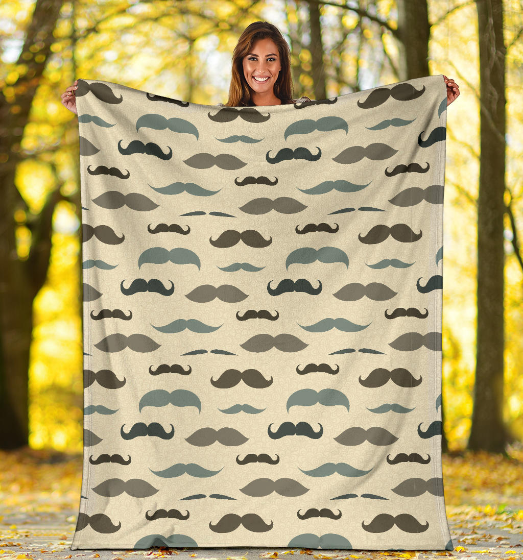 Mustache Pattern Print Design A01 Premium Blanket