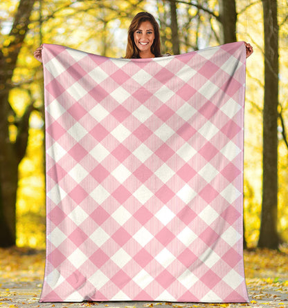 Gingham Pink Pattern Print Design 02 Premium Blanket