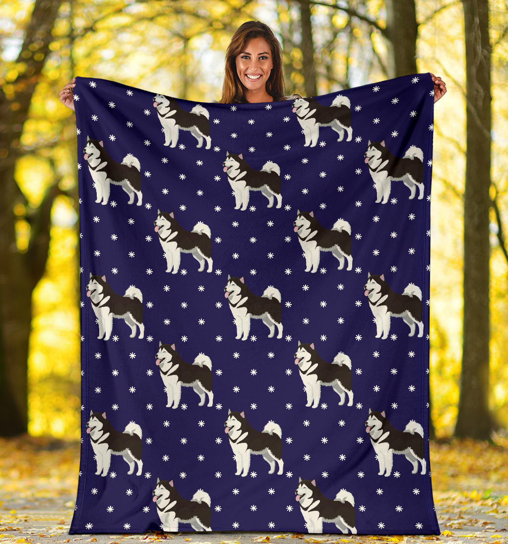 Alaskan Malamute Pattern Print Design 04 Premium Blanket