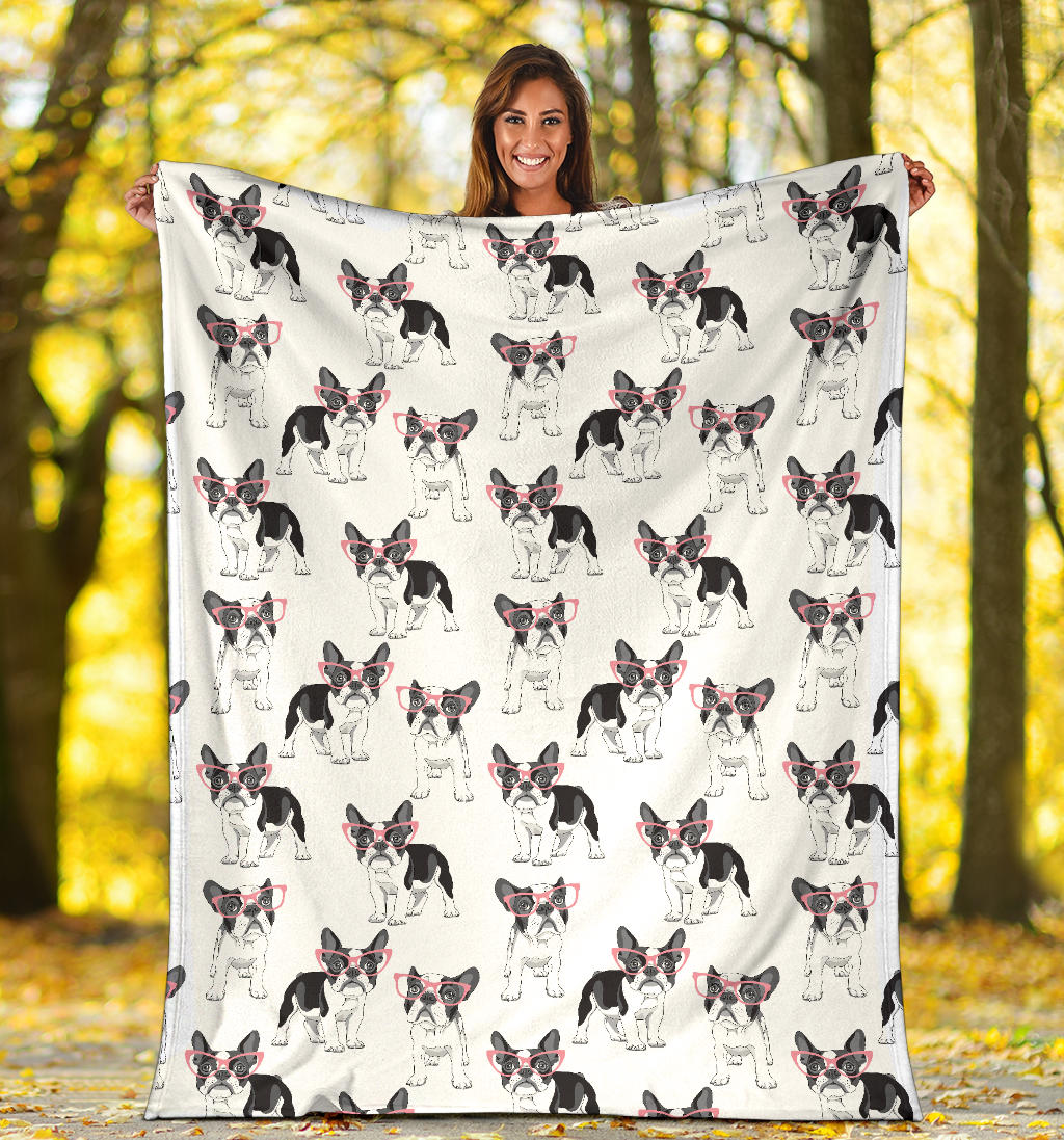 Boston Terrier Pattern Print Design 03 Premium Blanket