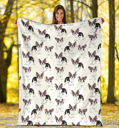 Boston Terrier Pattern Print Design 03 Premium Blanket