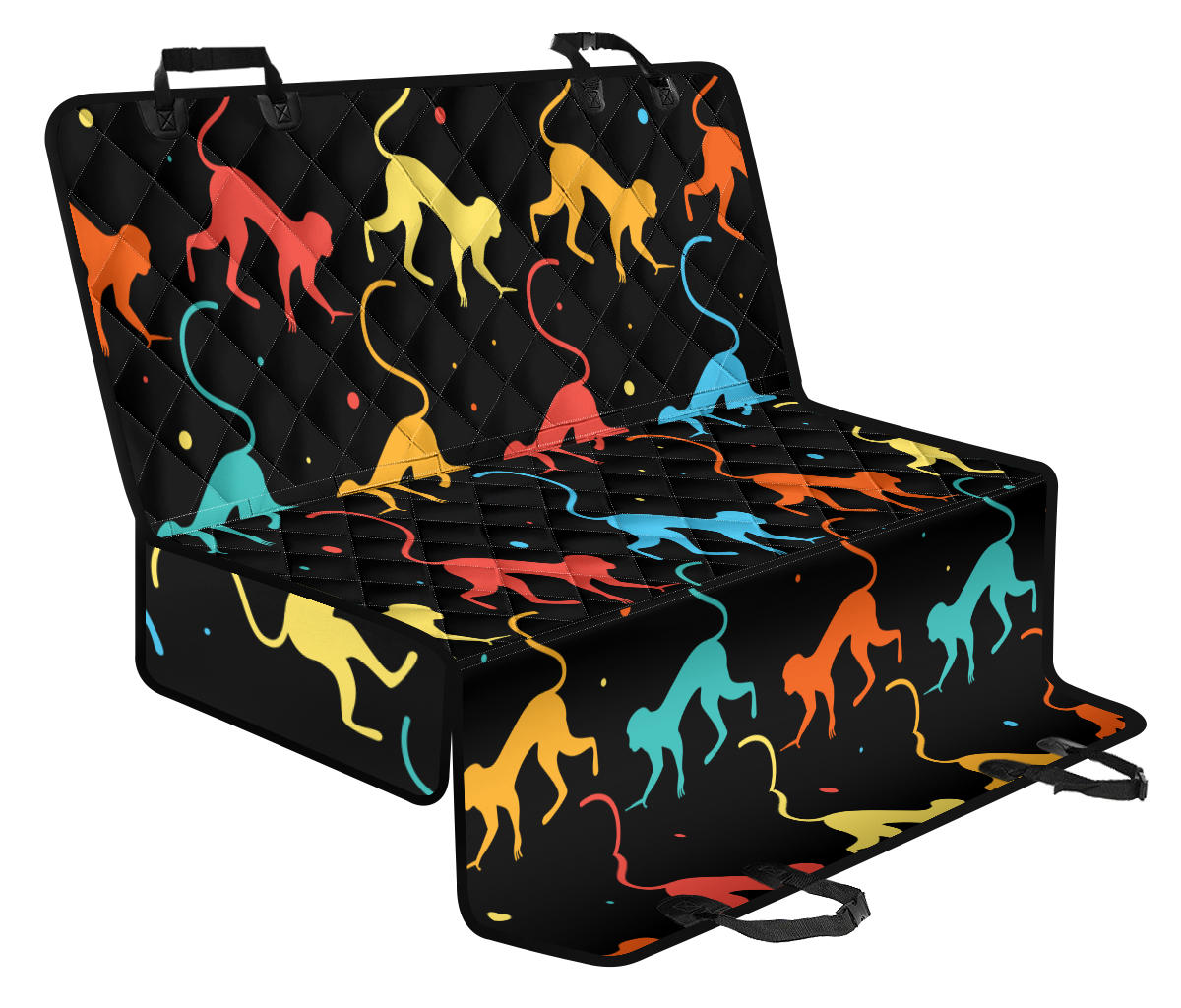 Monkey Pattern Print Design 01 Rear Dog Car Seat Cover Hammock