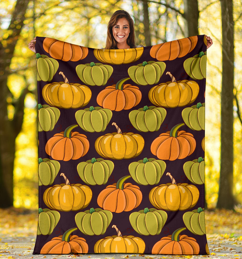 Pumpkin Pattern Print Design A01 Premium Blanket