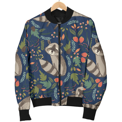 Raccoon Pattern Print Design A02 Men Bomber Jacket