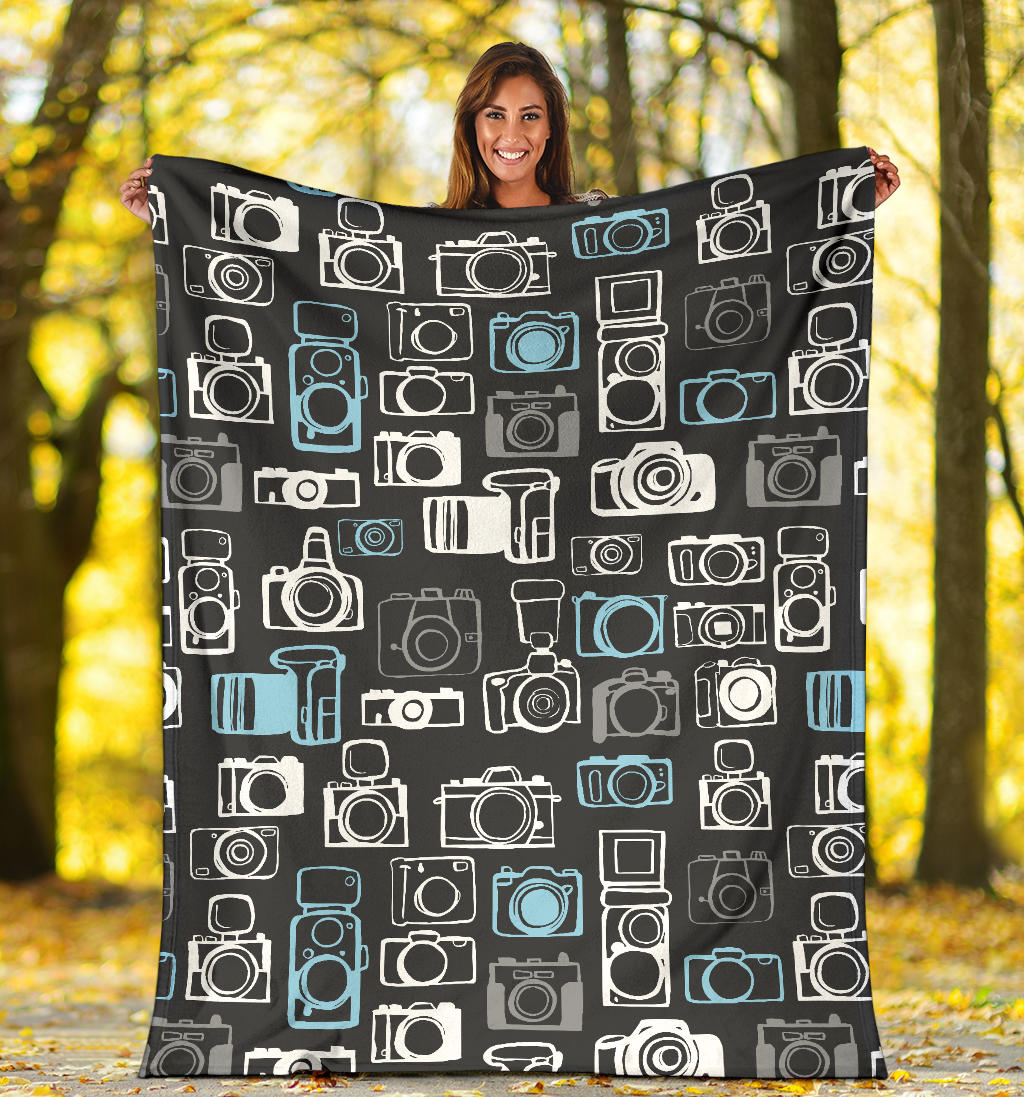 Camera Pattern Print Design 04 Premium Blanket