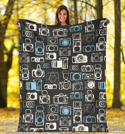 Camera Pattern Print Design 04 Premium Blanket