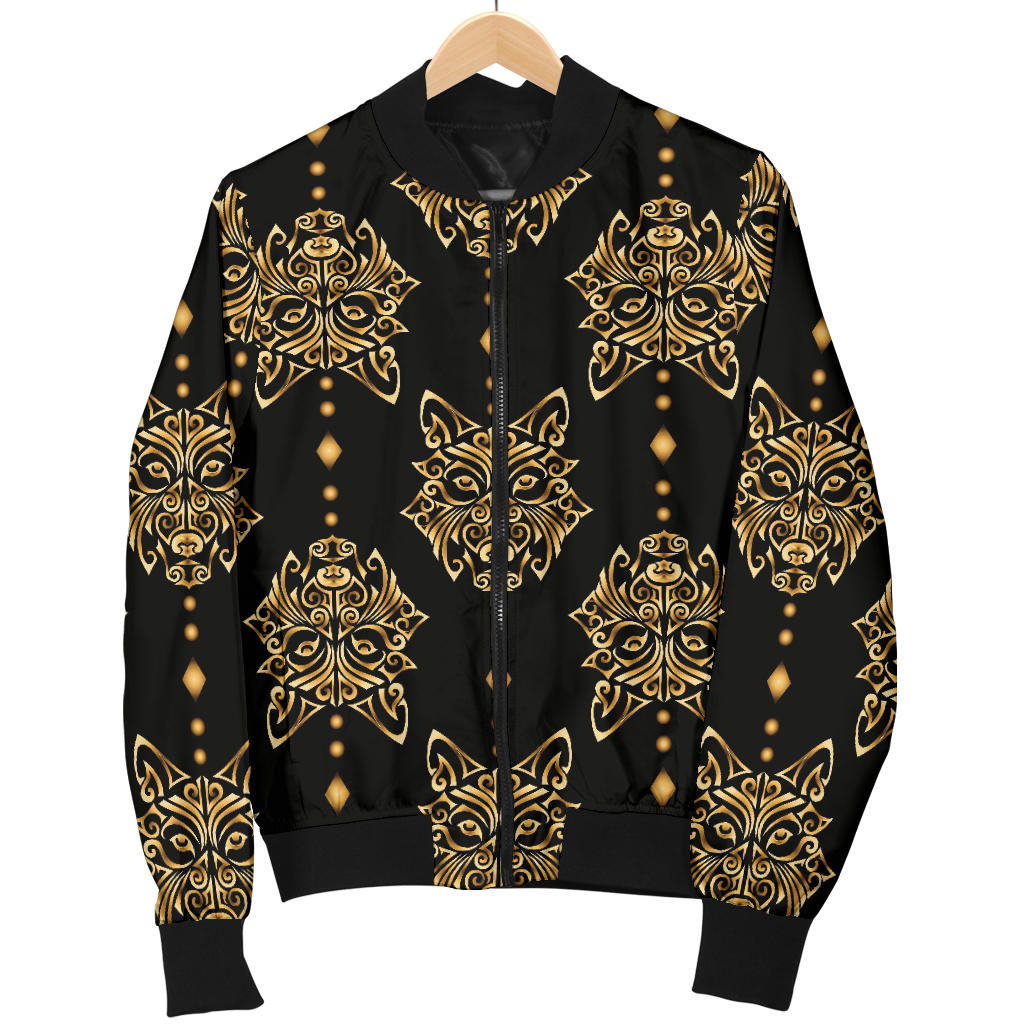 Aztec Wolf Pattern Print Design 04 Men Bomber Jacket