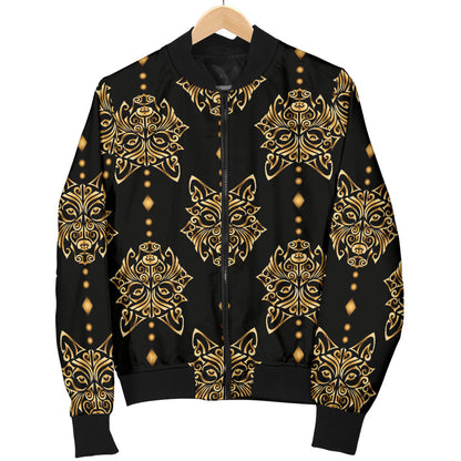 Aztec Wolf Pattern Print Design 04 Men Bomber Jacket