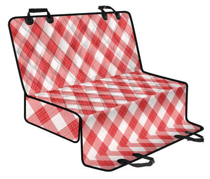 Gingham Red Pattern Print Design 01 Rear Dog Car Seat Cover Hammock