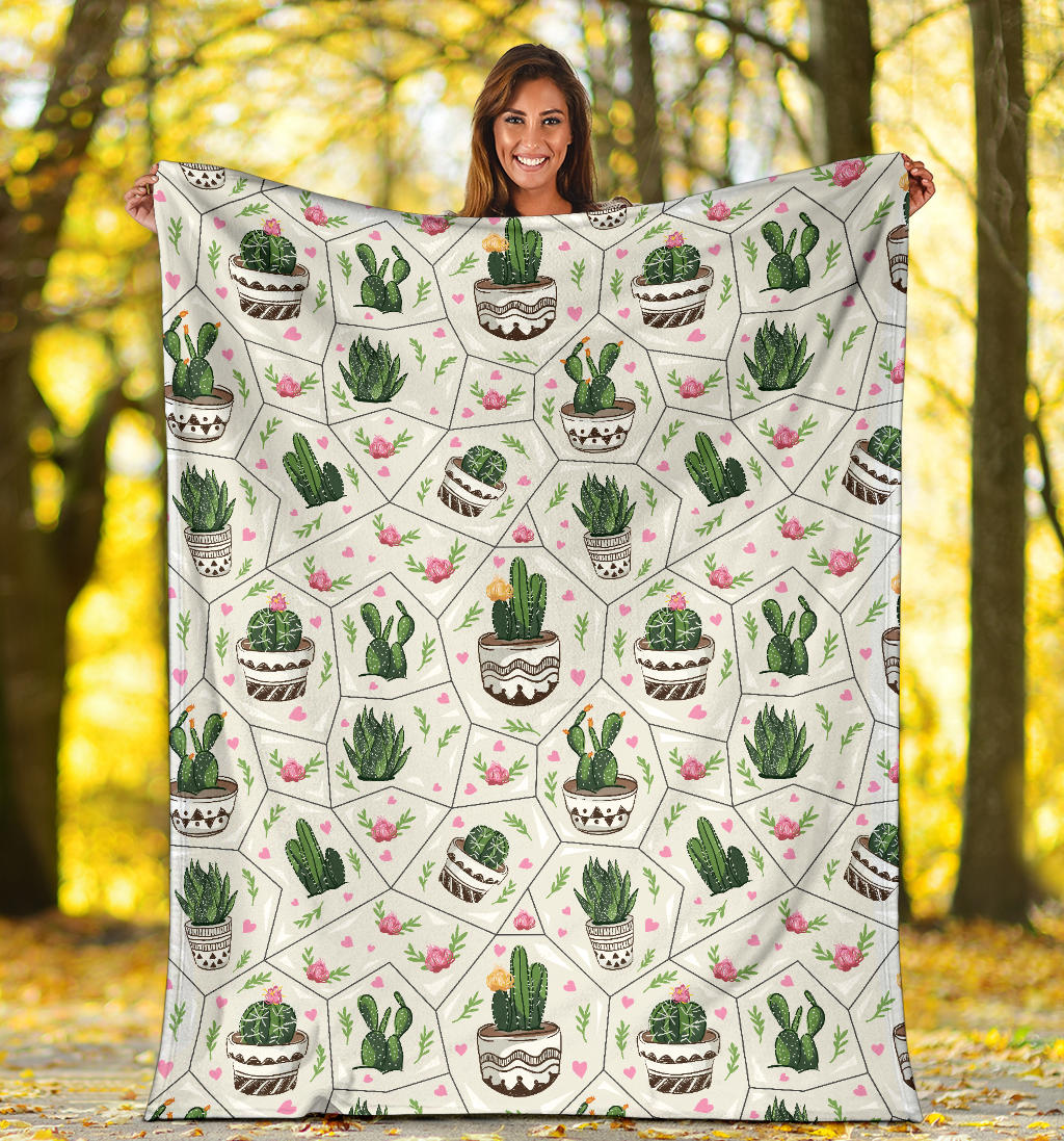 Cactus Pattern Print Design 04 Premium Blanket