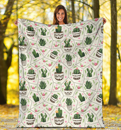 Cactus Pattern Print Design 04 Premium Blanket