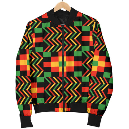 Kente Pattern Print Design 01 Men Bomber Jacket