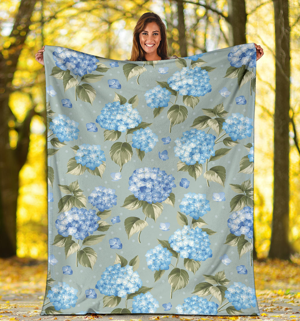 Hydrangea Pattern Print Design 01 Premium Blanket