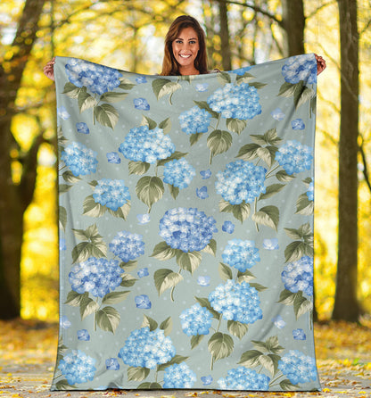 Hydrangea Pattern Print Design 01 Premium Blanket